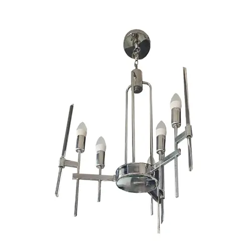 Chrome 6-Arm Pendant Chandelier – Contemporary Ceiling Light Fixture 1