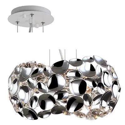 Chrome Metal Pendant Lamp – 320Mm Diameter, Contemporary Hanging Light (Model Rp239) 1