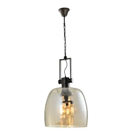 Cognac Glass Pendant Light With Black Metal Frame – Pen570/3 1