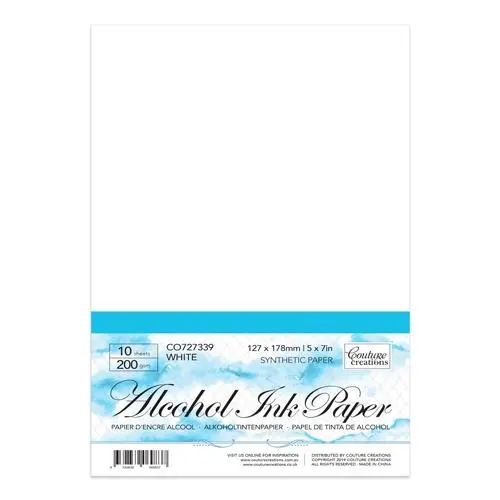 Couture Creations Alcohol Ink-Compatible Paper – 200Gsm White, 5×7 Inch Sheets 1