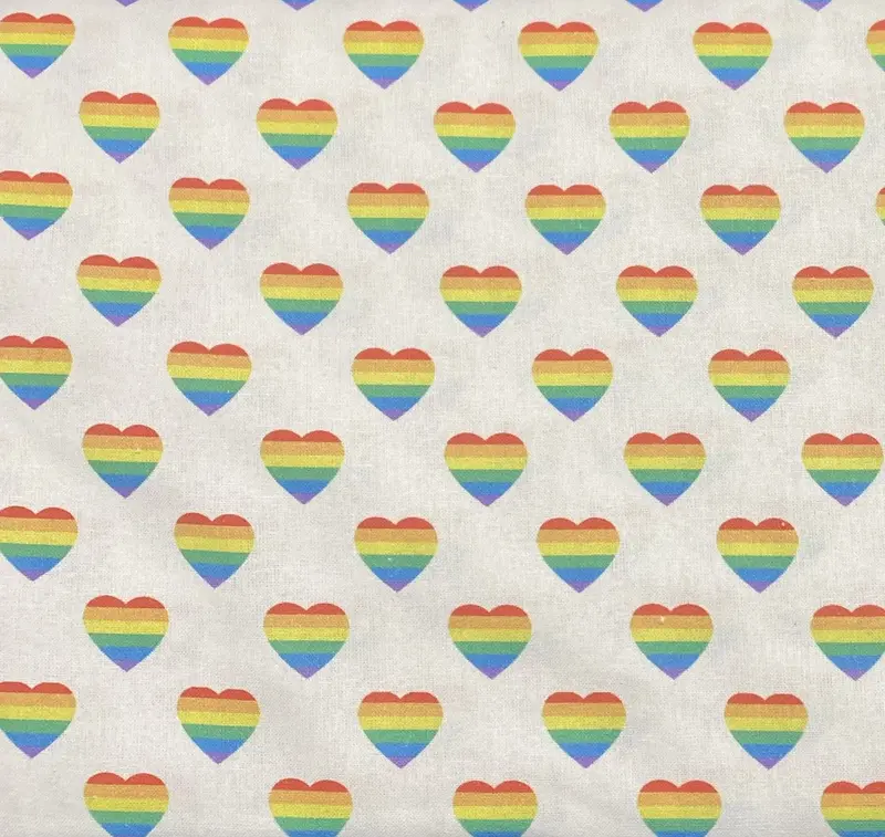 Craft Prints Pride-Themed Cotton Fabric – Multi-Heart Pattern, 112Cm Width 1