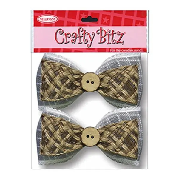 Crafty Bitz Natural Jute Bows – 7Cm × 4Cm Rustic Decorative Accents (2-Pack) 1