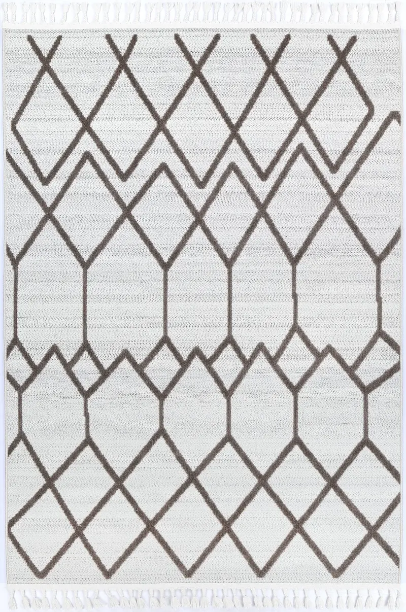 Cream-And-Brown Ares Lelantine Geometric Area Rug 1