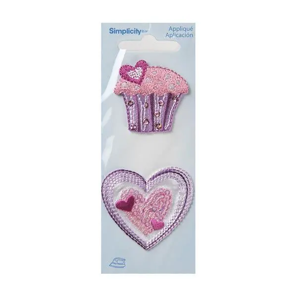 Cupcake Heart Iron-On Appliqués – 2-Piece Simplicity Set 1