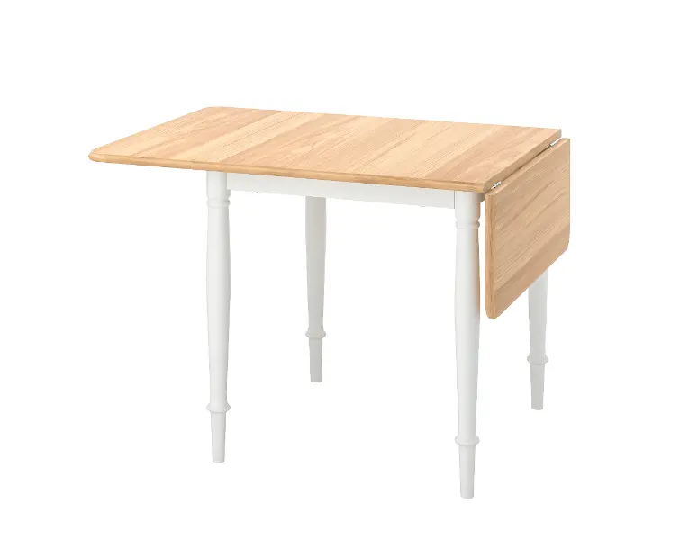 Danderyd Extendable Dining Table – White Frame With Oak Veneer Top, 74–134X80 Cm 1