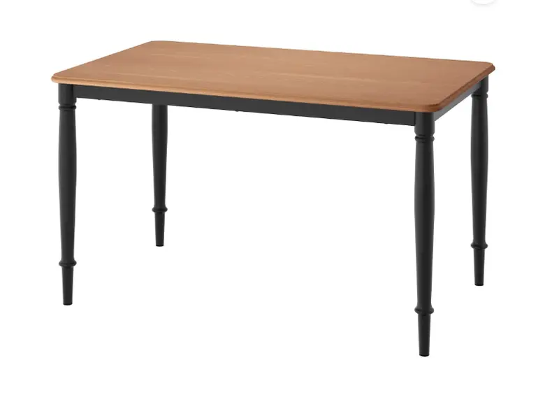 Danderyd Pine Veneer Dining Table With Black Base, 130X80 Cm 1