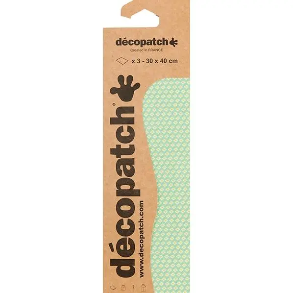 Decopatch Green Diamond Decoupage Paper Pack – 3 Sheets 1