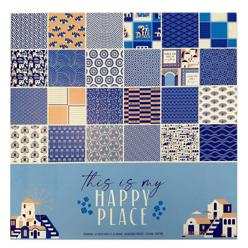 Design Pad: Happy Place – 24-Sheet 12X12In Inspirational Craft Paper 1