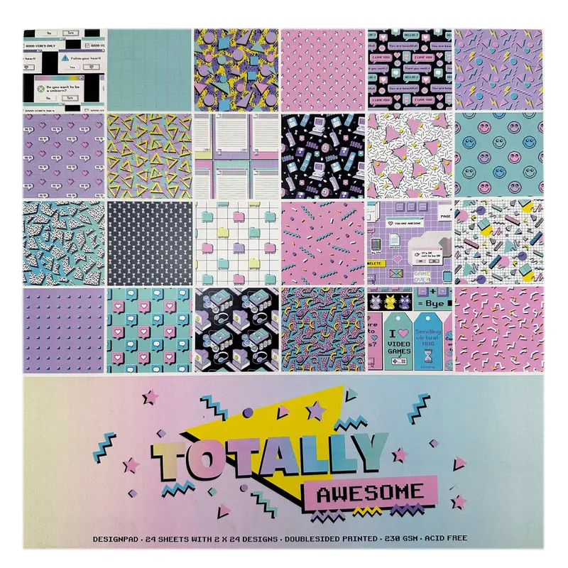 Design Pad: Totally Awesome – 24-Sheet 12X12In Scrapbook Paper Pack 1