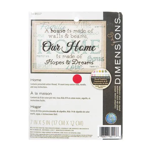 Dimensions Cross-Stitch Kit – 'Home' Design, 17 × 12 Cm Finished Size 1