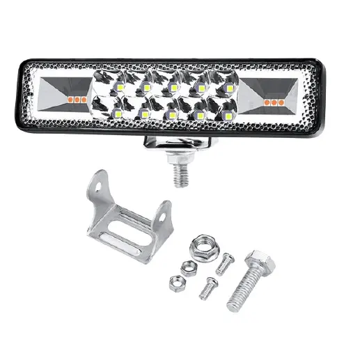 Dual-Color Led Warning Light – 12V, 6000K White + Amber Flash Modes 1
