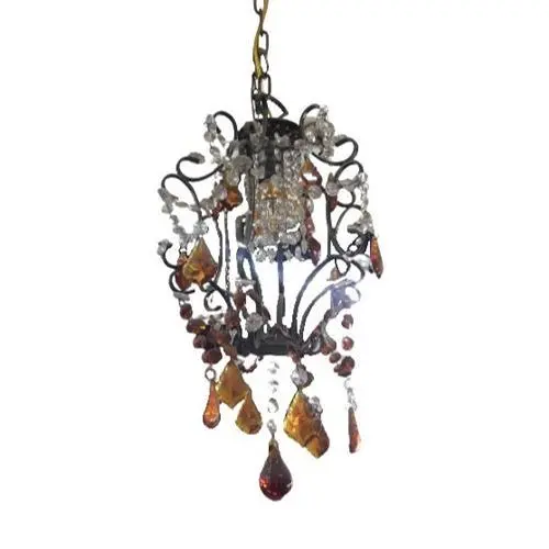 E14 Brown Crystal Chandelier – Elegant Single-Arm Pendant Light (Model 6112/1) 1
