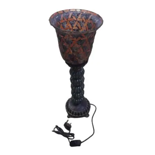 E27 Crackle-Effect Orange Mosaic Table Lamp – Artisan Ceramic Design 1