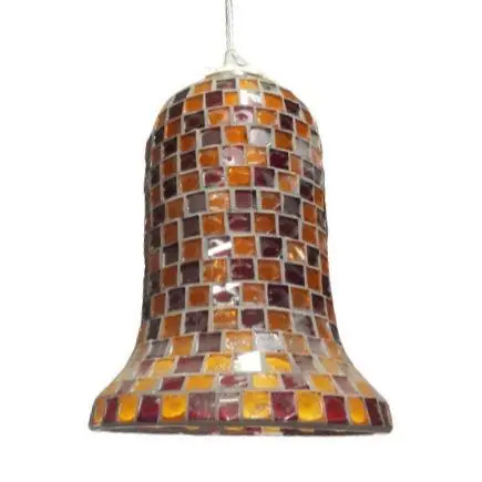 E27 Mosaic Ceiling Light – Crackle-Effect Orange Glass Pendant 1