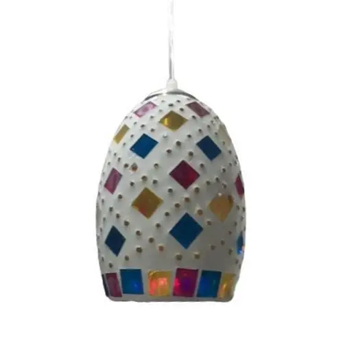 E27 Mosaic Ceiling Light – Diamond-Shaped Rainbow Glass Pendant 1