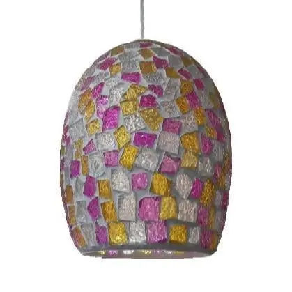 E27 Mosaic Ceiling Light – Purple Plum Tinted Glass Pendant 1