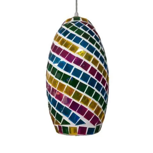 E27 Mosaic Ceiling Light – Sparkling Rainbow Faceted Pendant 1