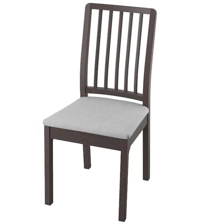 Ekedalen Upholstered Dining Chair – Dark Brown Seat & Light Grey Backrest 1
