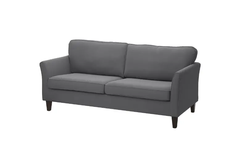 Ekholma 3-Seat Sofa Frame With Hakebo Dark Grey Slipcover Set 1