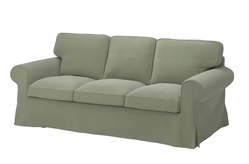 Ektorp 3-Seater Sofa Frame With Hakebo Grey-Green Removable Cover 1
