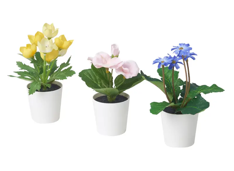 Fejka Artificial Potted Plants Set – 3 Mini Indoor/Outdoor Decorative Succulents In Yellow, Pink & Purple, 6 Cm Tall With Pots 1