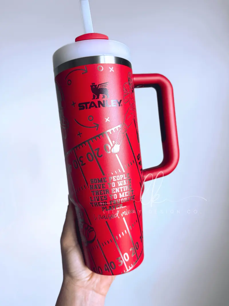 Football-Themed Stanley Tumbler – Engraved Sports Design 1