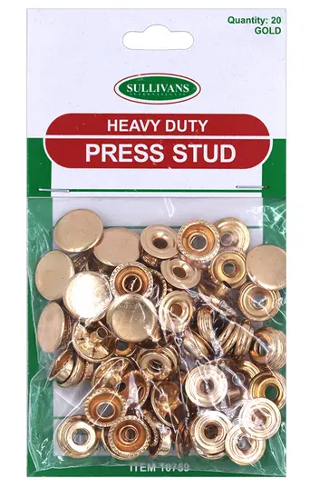 Gold Tone Heavy-Duty Press Studs – 15Mm Size, 20-Piece Pack 1