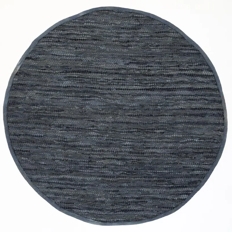 Gypsy Round Leather Chindi Rug In Slate Grey 1