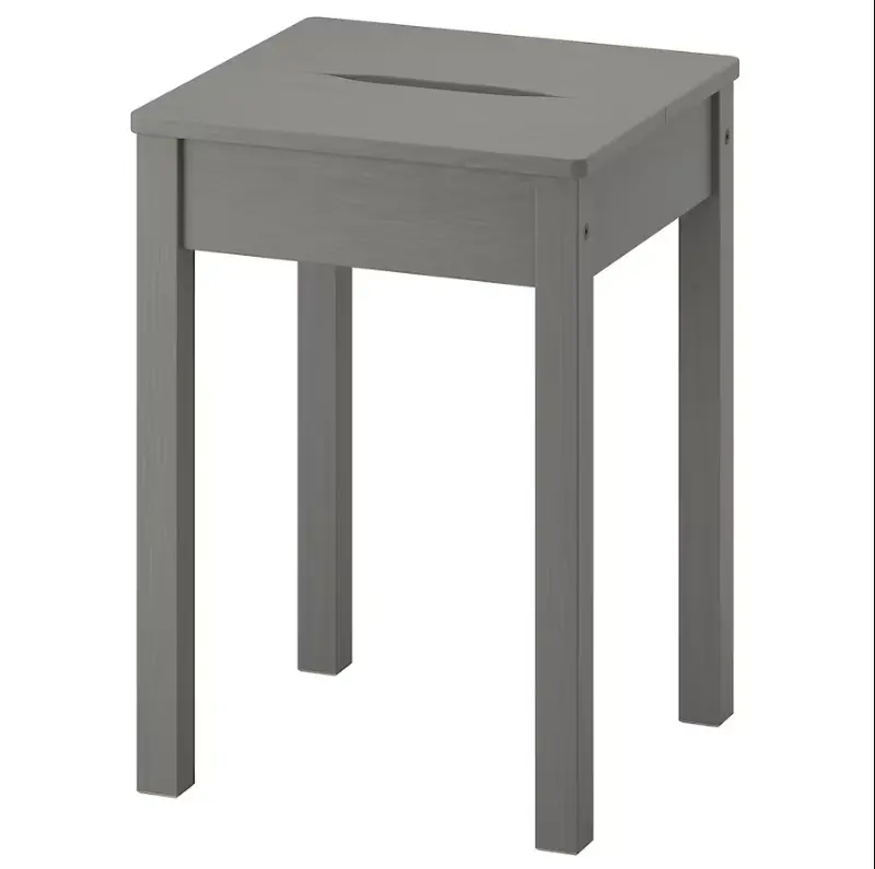 Hauga Fabric-Upholstered Footstool – Soft Gray Finish 1