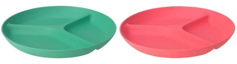 Heroisk 3-Compartment Serving Plate Set (2 Pcs) – Bright Red & Green 1