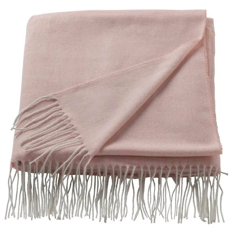 Holmvi Pastel Pink Woven Throw – 120X160 Cm Soft Cotton-Linen Blend 1