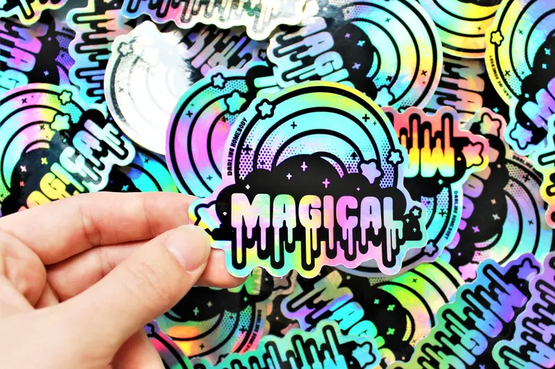 Holographic Rainbow Sticker Or Magnet – Iridescent Weatherproof Vinyl 1