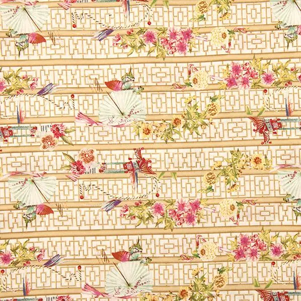 Homespun Bamboo-Print Oriental Fabric – 112Cm Width 1