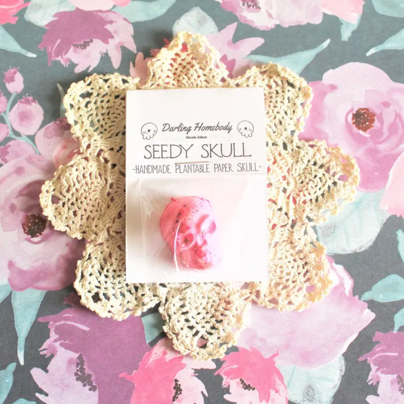 Hot Pink Plantable Skull Seed Card – Wildflower Grow Kit 1