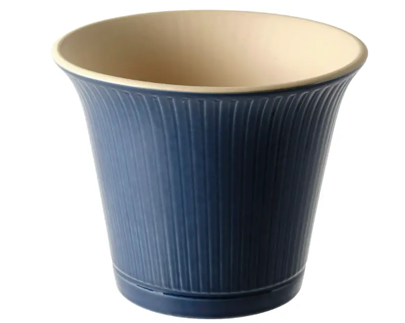 Kamomill Ceramic Plant Pot – Blue Glazed Indoor/Outdoor Planter, 15 Cm Diameter 1