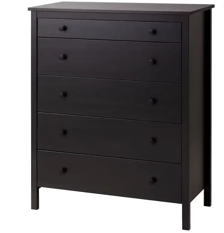 Koppang 5-Drawer Chest – Black-Brown Finish, 90X114 Cm 1