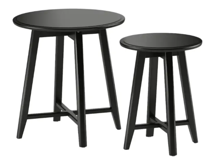 Kragsta Nesting Coffee Tables Set – Two-Tier Black Design 1