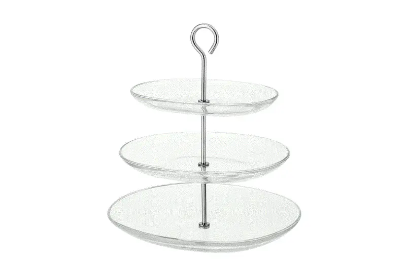 Kvittera Stainless Steel & Clear Glass Serving Stand – Three-Tier Display Tray For Entertaining 1
