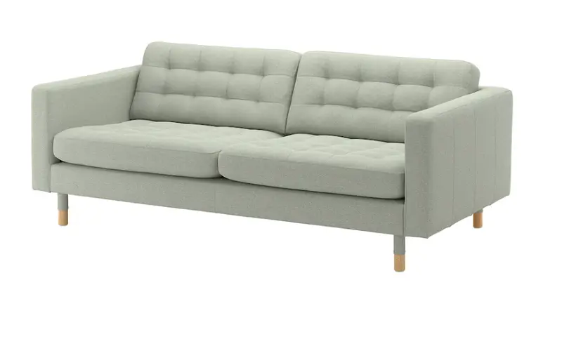 Landskrona Three-Seater Sofa – Gunnared Light Green Fabric With 15 Cm Metal Legs 1