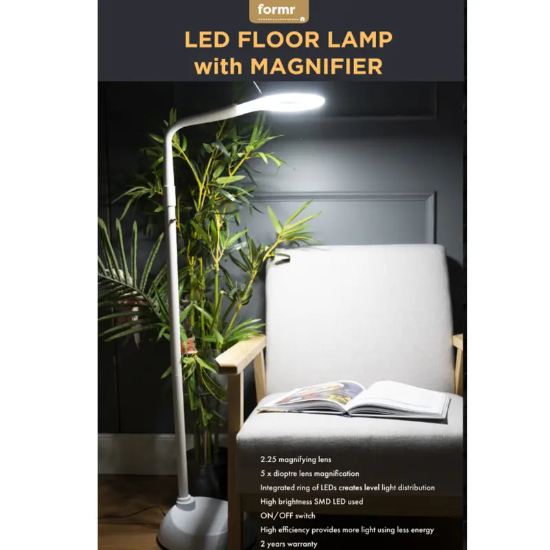 Led Floor Lamp With Built-In Magnifying Lens – Adjustable Task Light 1