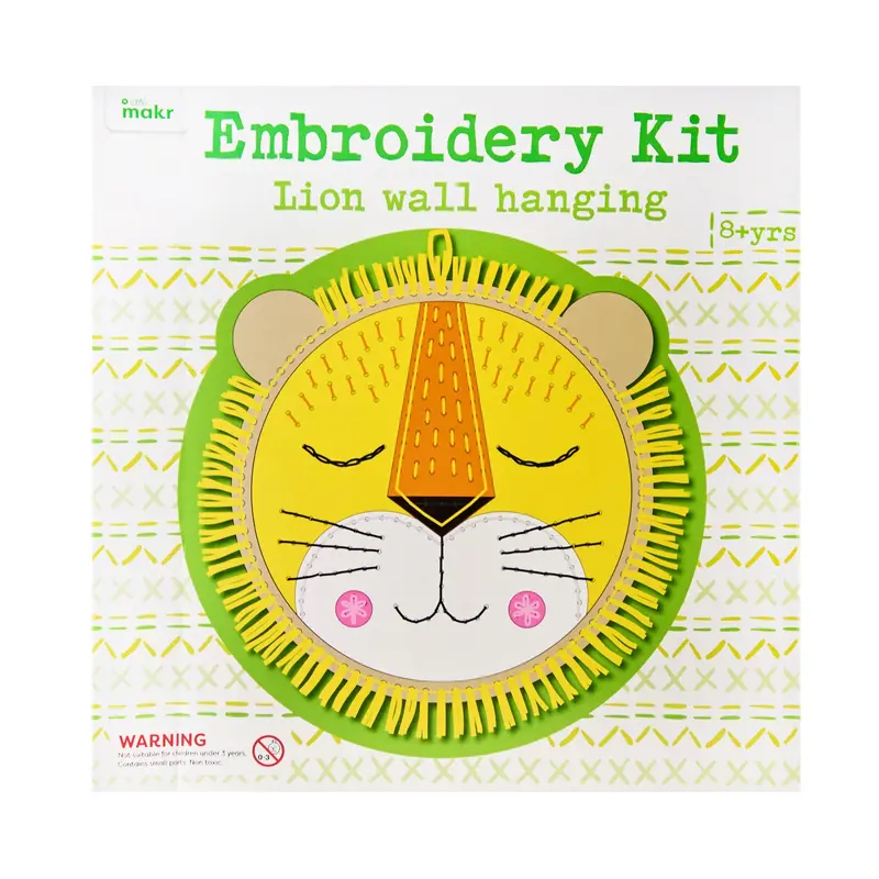 Little Makr Lion Embroidery Wall Hanging Kit – Kid-Friendly Craft 1