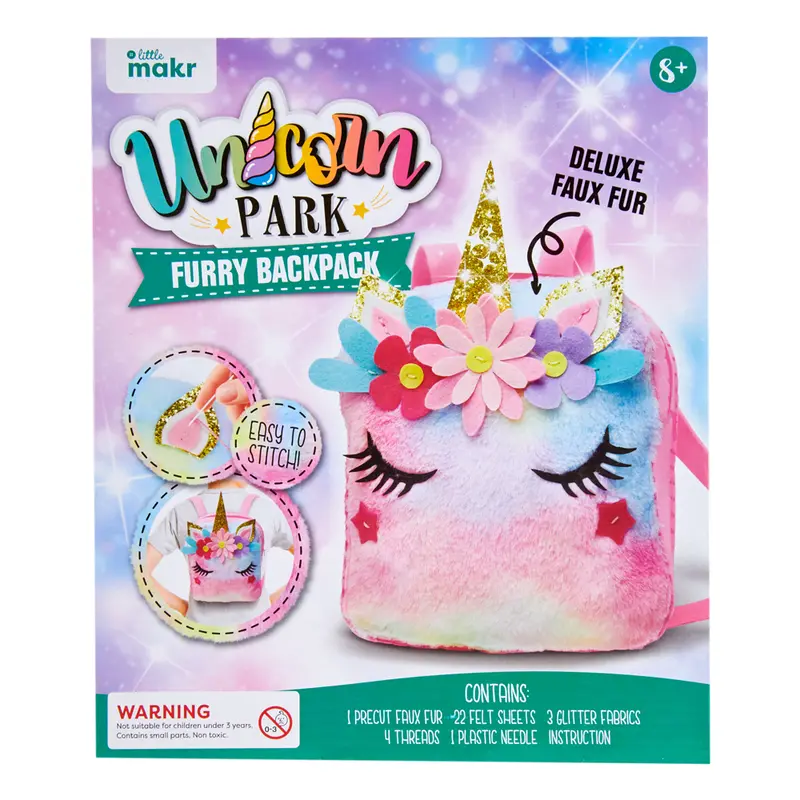 Little Makr Unicorn Park Furry Backpack – Kids’ Carryall 1