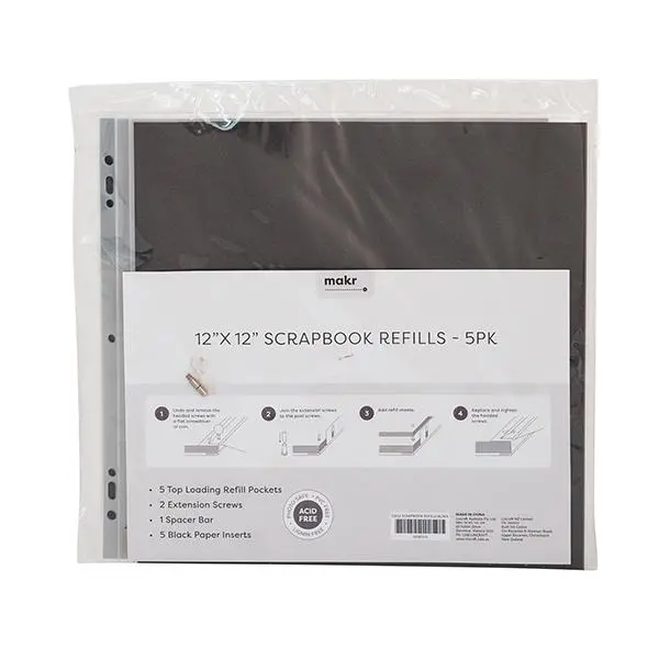 Makr 12X12 Inch Scrapbook Album Refill Pack - 5 Sheets 1