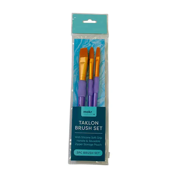 Makr Art Purple Taklon Brush Set – 3-Piece Watercolor Collection 1