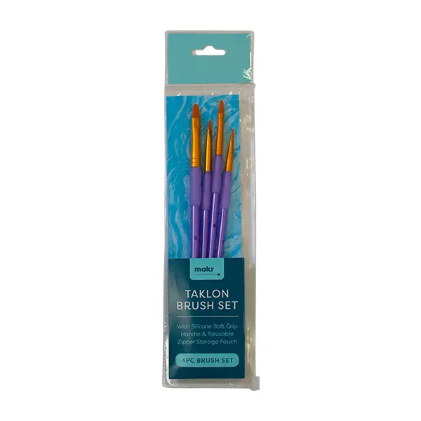 Makr Art Purple Taklon Brush Set – 4-Piece Professional Craft Kit 1