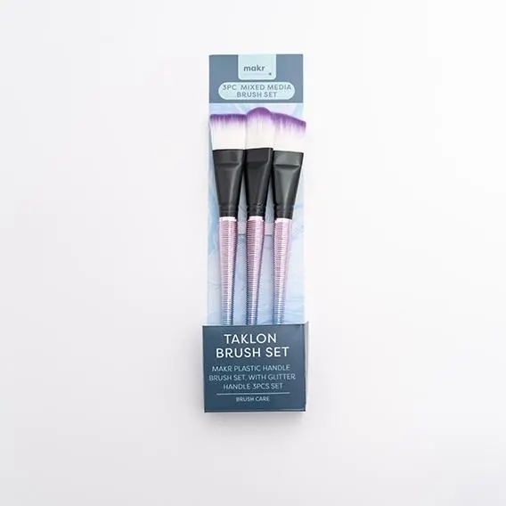 Makr Glitter-Embellished Brush Set – White Handles, 3-Piece 1