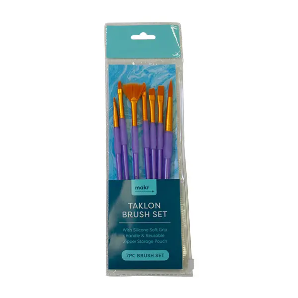 Makr Taklon Brush Set – 7-Piece Assorted Art Brushes 1