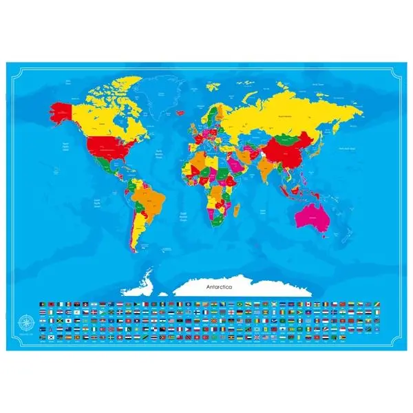 Makr World Scratch-Off Map Poster – Blue And Silver Finish, 82 × 59 Cm 1