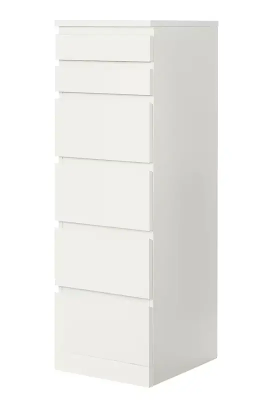 Malm 6-Drawer Chest – White Body With Mirror-Fronted Top Drawer, 40X123 Cm 1