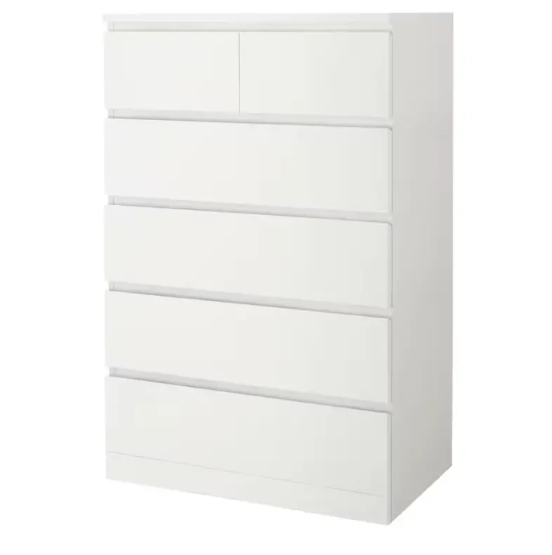 Malm 6-Drawer Dresser – Modern White, 80X123 Cm 1
